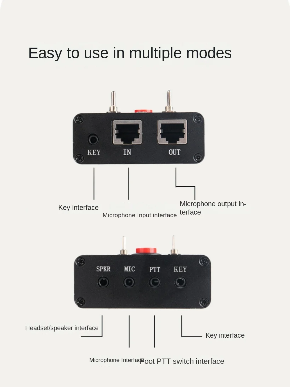 Multi Function Microphone DIH-1 For Yaesu and Xiegu Shortwave Radio CW Key Microphone PTT Support External Speaker/Headphone