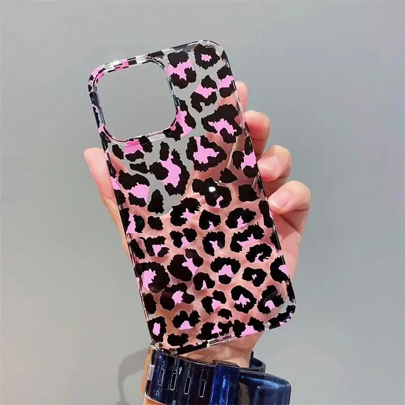 Gorgeous Noble Black Leopard Print Pattern Hard PC Case Transparent For iPhone 15 14 13 12 11 Pro Max Clear Shockproof Cover Men