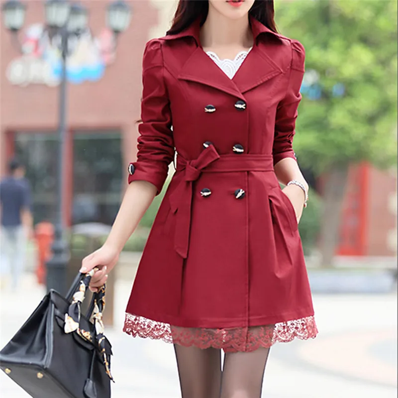 2024 New Basic Jacket Women Fashion Loose Winter Warm Long Sleeve Button Lace Jacket Coat With Belt Lady Elegant Windbreaker
