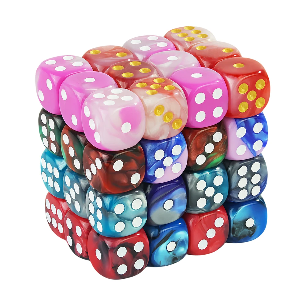 Game Dice 12mm D6 Acrylic Dices Mini 6-sided Two Color Cube Round Corner for Club Party DND RPG Board Game Bar Table Accessories