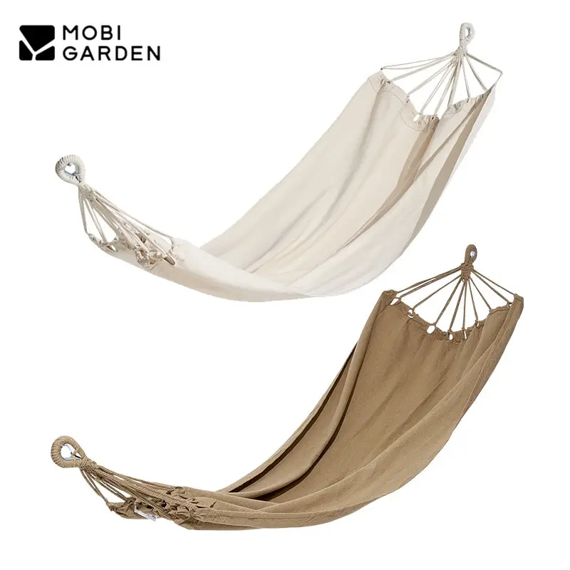 

MOBI GARDEN Camping Outdoor Hammock 1.4kg Thickened Canvas Portable Forest Picnic Swings 120kg Bearing Weight Leisure Swing BBQ