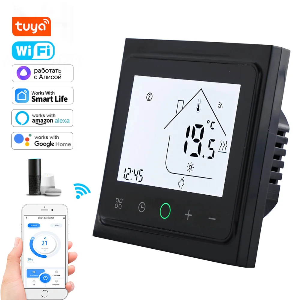 Tuya สมาร์ท WiFi Thermostat หน้าจอสัมผัสจอแสดงผล LCD สําหรับเครื่องทําความร้อนใต้พื้นไฟฟ้าน้ํา/หม้อต้มแก๊สอุณหภูมิ APPRemote Controller 1