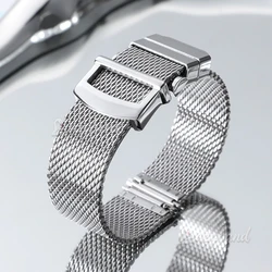 Stainless Steel Mesh Milanese Bracelet with Metal Folding Buckle - 22mm (Silver)