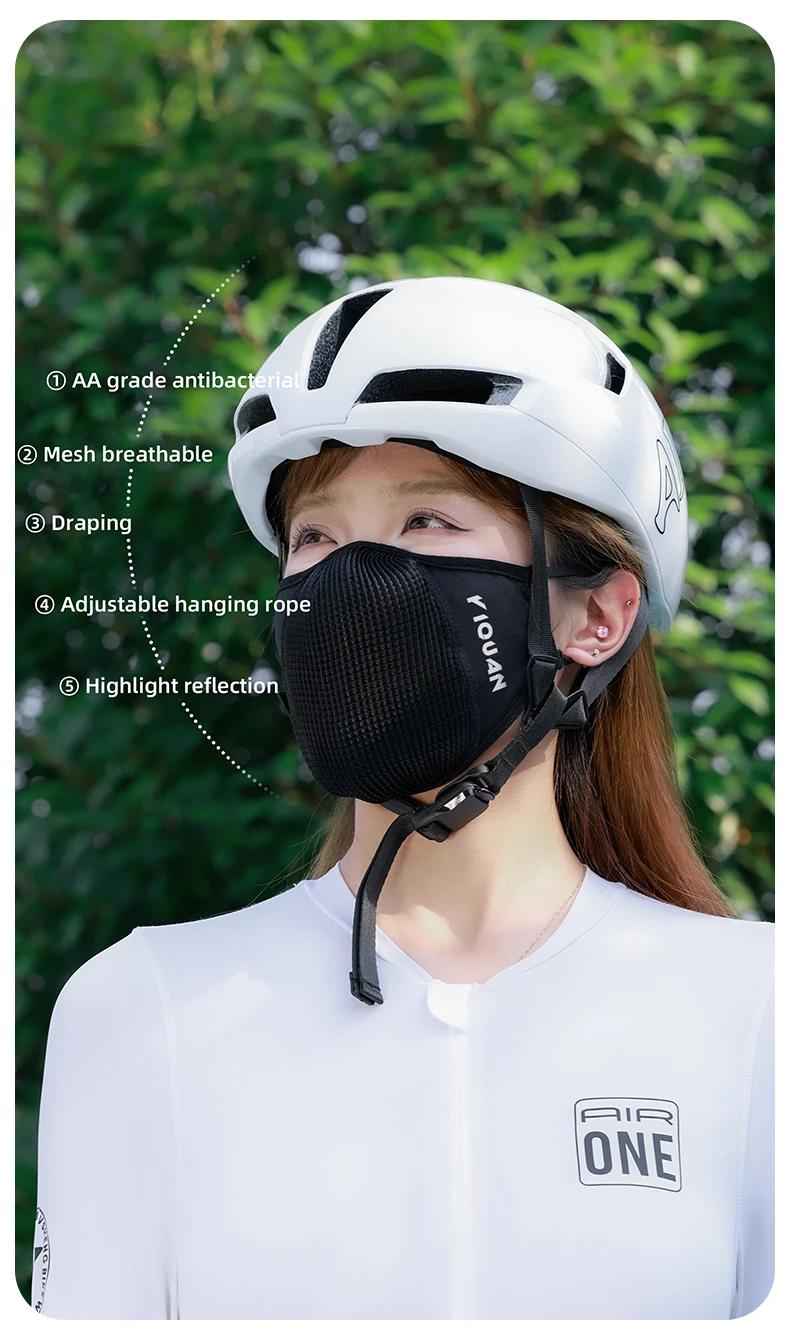 Anti-UV atmungsaktive Fahrrad-Gesichtsmaske, hochelastisch, Unisex, Sportmaske, staubdicht, zum Laufen, Wandern – Detail 6
