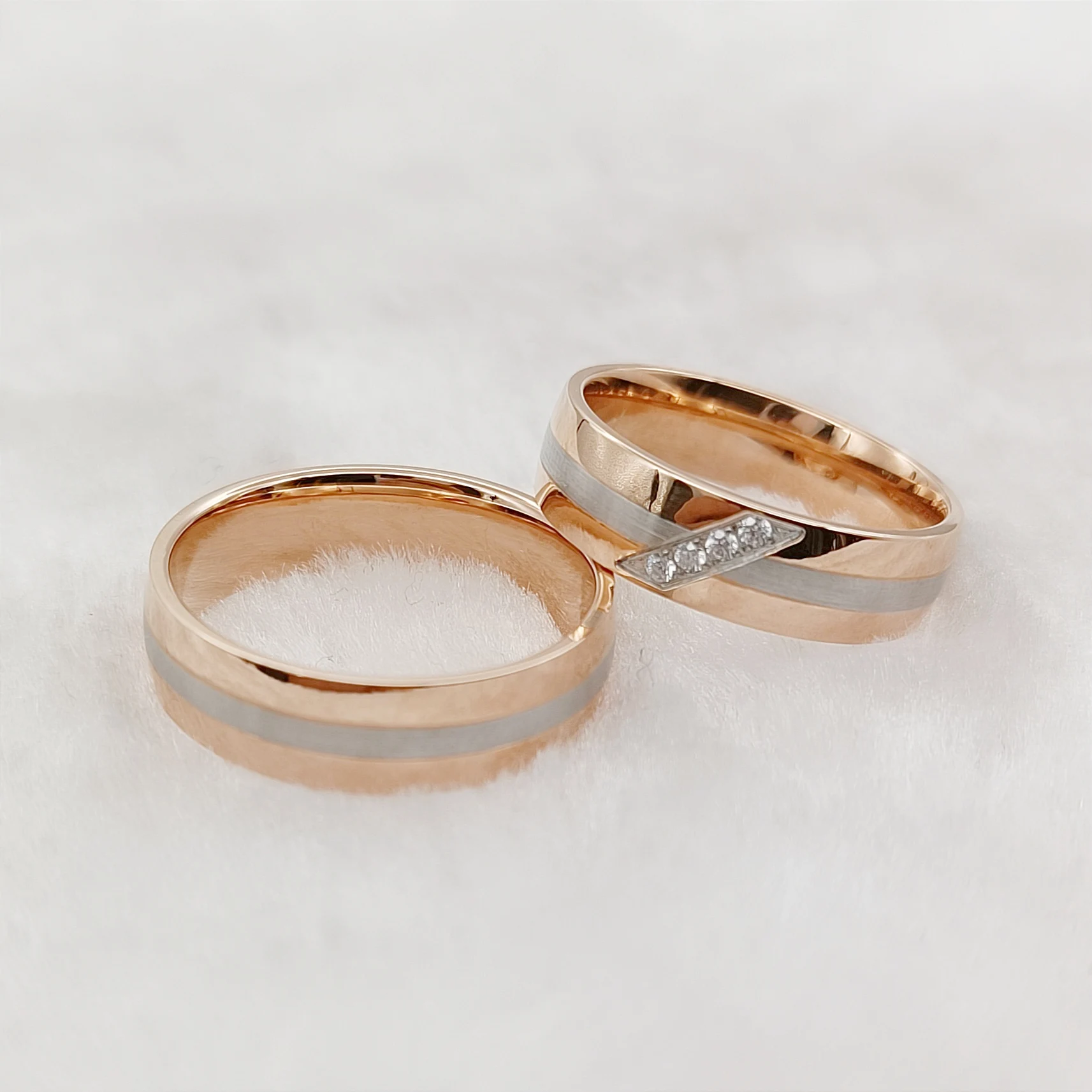 Wedding Rings Gold Plated 18k Stainless Steel Couples Ring