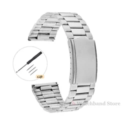 Elegant Stainless Steel Gold Watch Strap with Folding Buckle - 18mm (Silver)