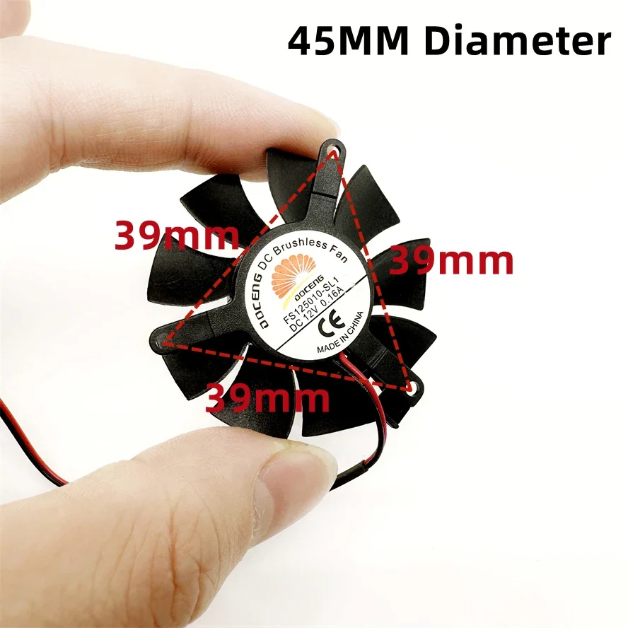 High Quality Ultra Quiet 45MM Diameter VGA Fan Fan Blade  39mm Hole Spacing 12V 0.16A 2pin