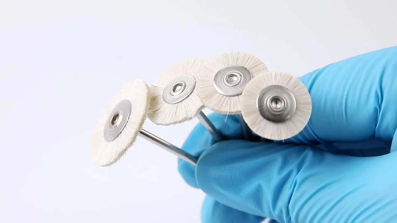 Set Di 5 Spazzole Rotanti AZDENT Per Manipolo Dritto RA 2.35mm, Setole In Pelo Di Capra Bianco Per Lucidatura Dentale