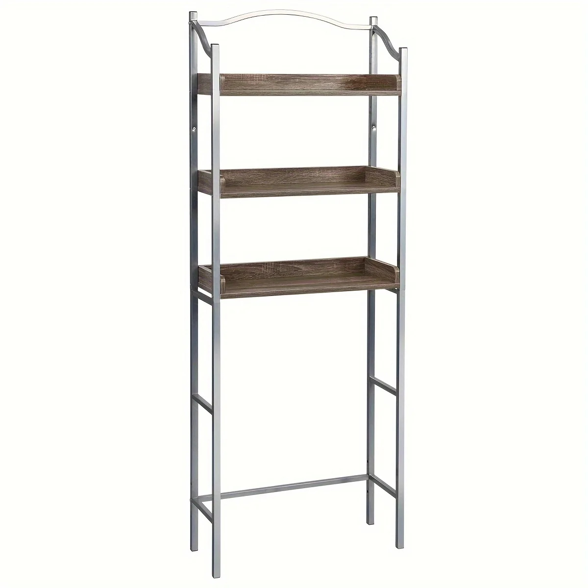 

1pc 3-Tier Modern Over-The-Toilet Bathroom Spacesaver, Metal & Wooden Standing Shelf Organizer, 66 Height X 24 Width, Space-Sa C