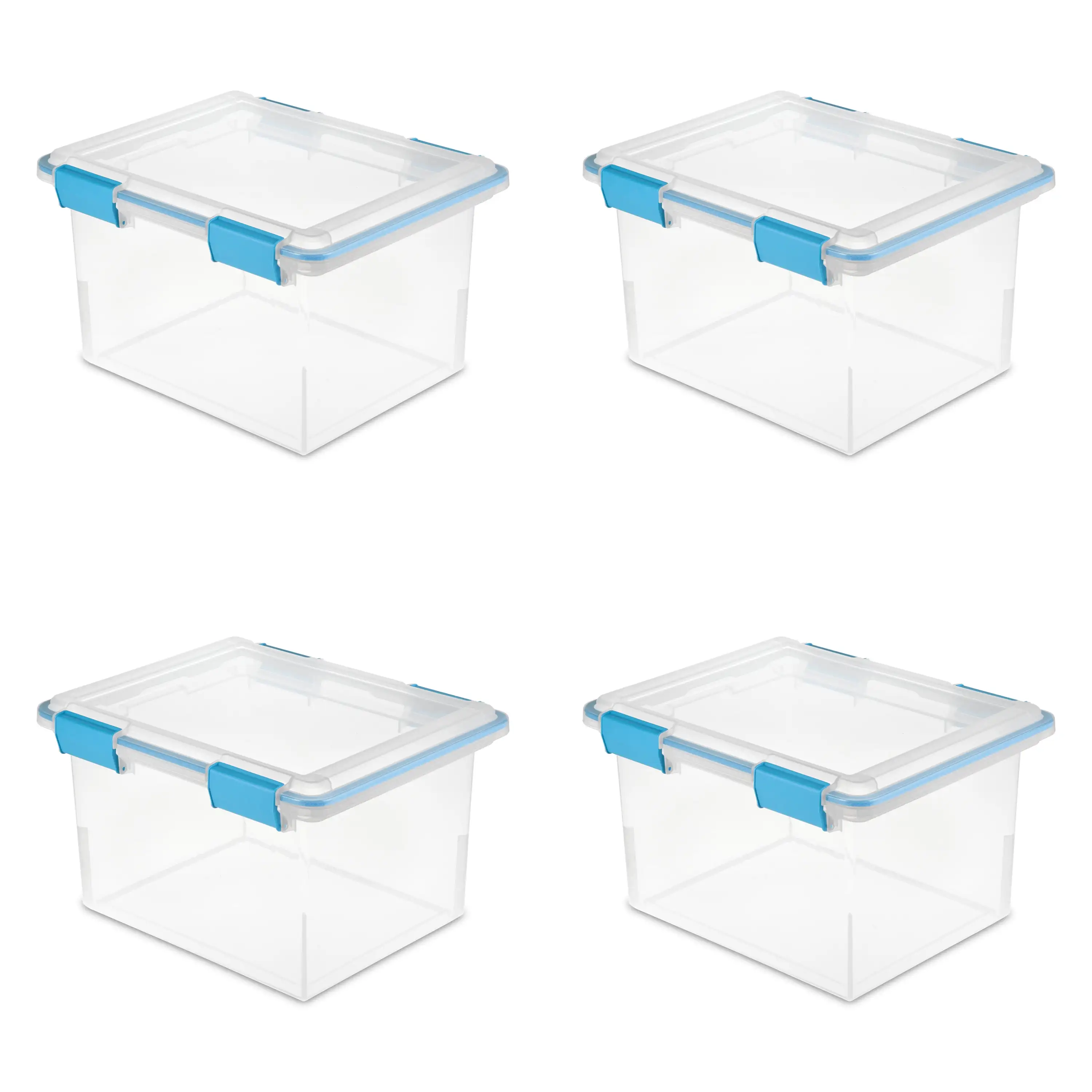 

32 Qt Gasket Box Clear Base and Lid Blue Aquarium Set of 4 storage containers