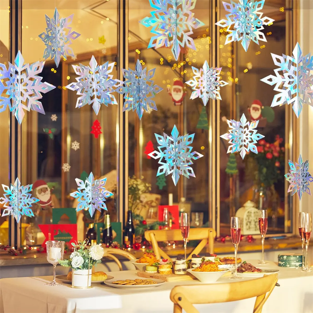 2023 Ice Party Christmas Snowflakes Decorations 3D Hollow