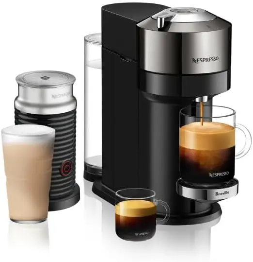 

Vertuo Next Coffee and Espresso Maker, Pure Chrome with Aeroccino Milk Frother,1.1 liter, Black Coffee maker Coffee accessories