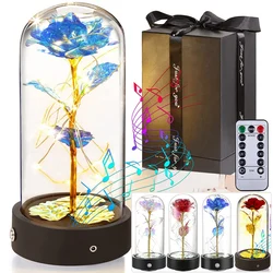 Rose de la galaxie enchantée avec lampe rotative, musique intelligente, la belle et la bête, cadeau de mariage pour mère, saint valentin, mise à niveau 