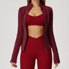 Winter Warm Jacket Women's Velvet Yoga Long Sleeved Yoga Shirt Outdoor Running Coat Single Piece Top Gym Push Up Workout Wear