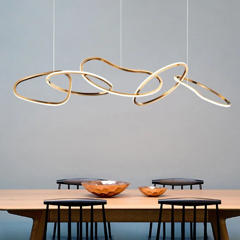 

Modern Gold/Rose Gold Irregular Shape LED Pendant Light Home Dining Room Decorative Light Bar Indoor Lighting Pendant Light