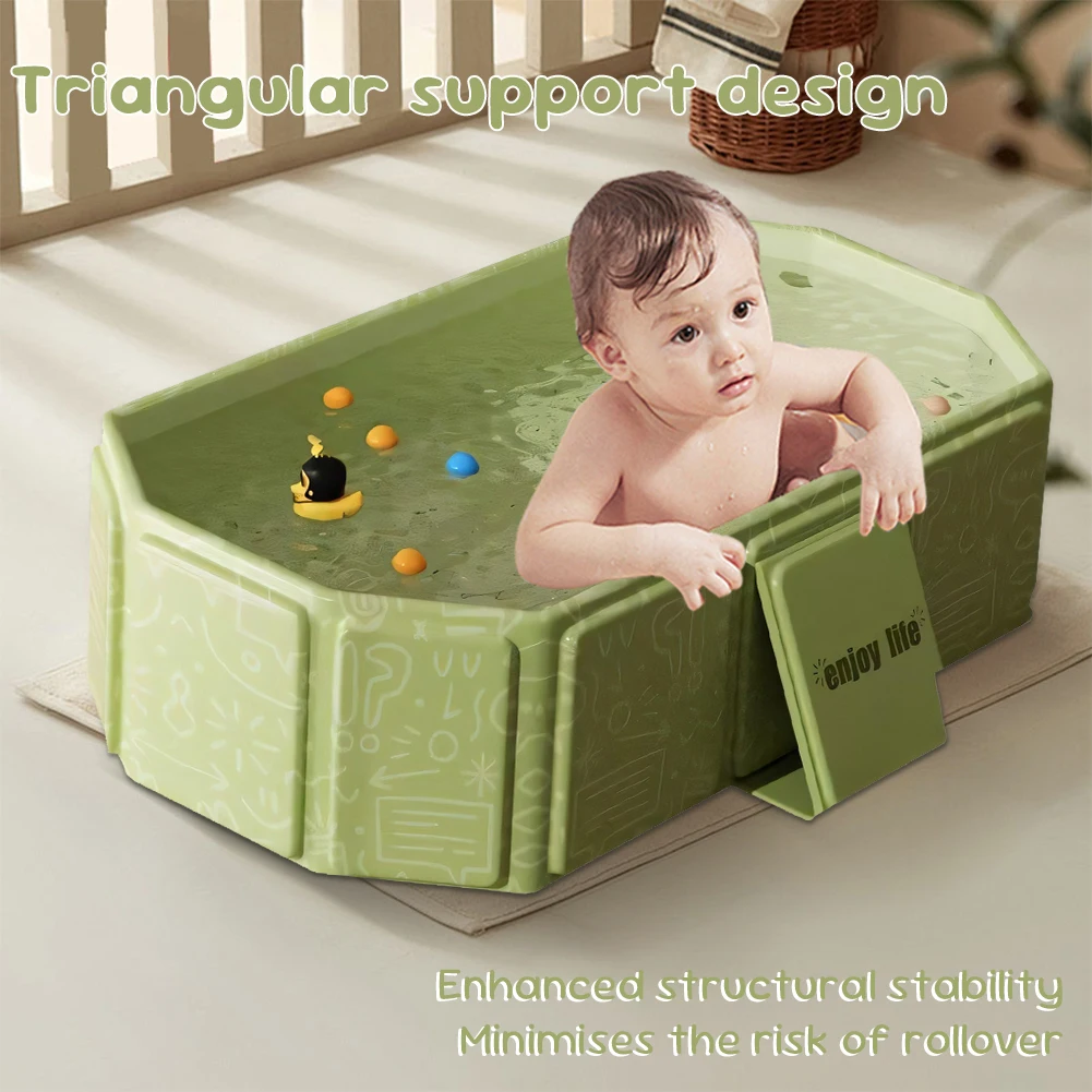 Foldable Baby Bathtub with Drain Outlet for Infants and Toddlers