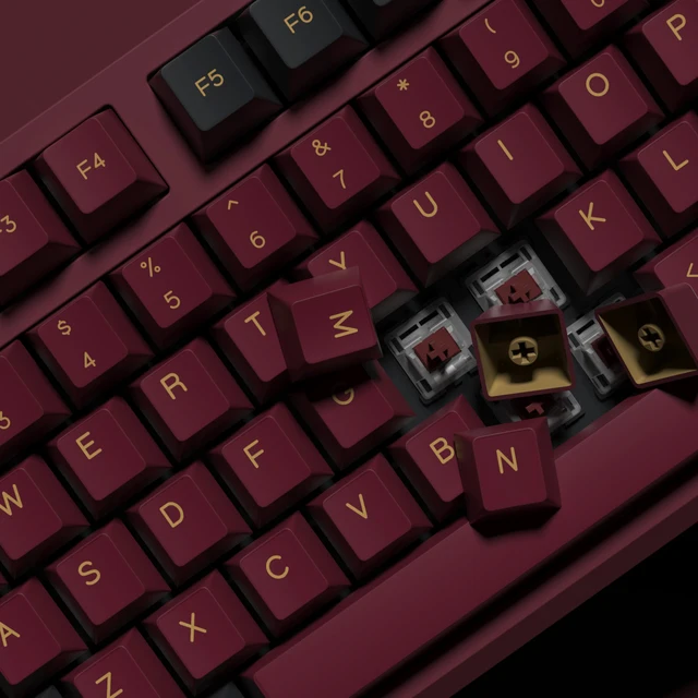 KBDiy GMK Red Samurai Keycap Cherry Profile Double Shot PBT ISO Keycaps For Gamer Mechanical Keyboard Kit Gaming Point Key Cap 5