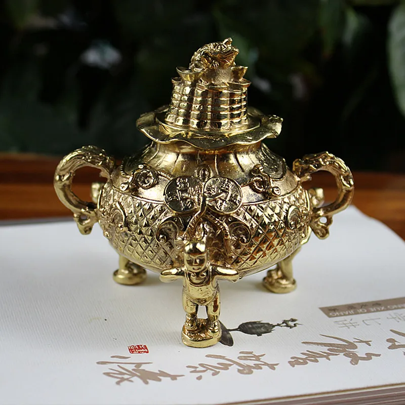 

11 см, искусственный сплав, металл, три фута, фотолампа фэншуй, творческий коллективный богатство, домашнее украшение, курильница для благовоний