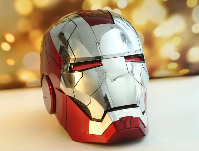 Casque électrique Iron Man Mk5, casque d'ouverture et de fermeture  multi-pièces, commande vocale, yeux lumineux, jouet modèle pour adulte,  cadeau pour enfant, 1:1