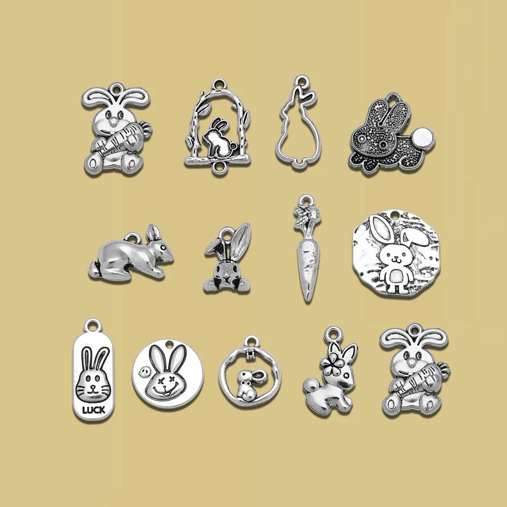 20pcs easter charms for jewelry making Crafts Charms Diy Charm Bunny Charms
