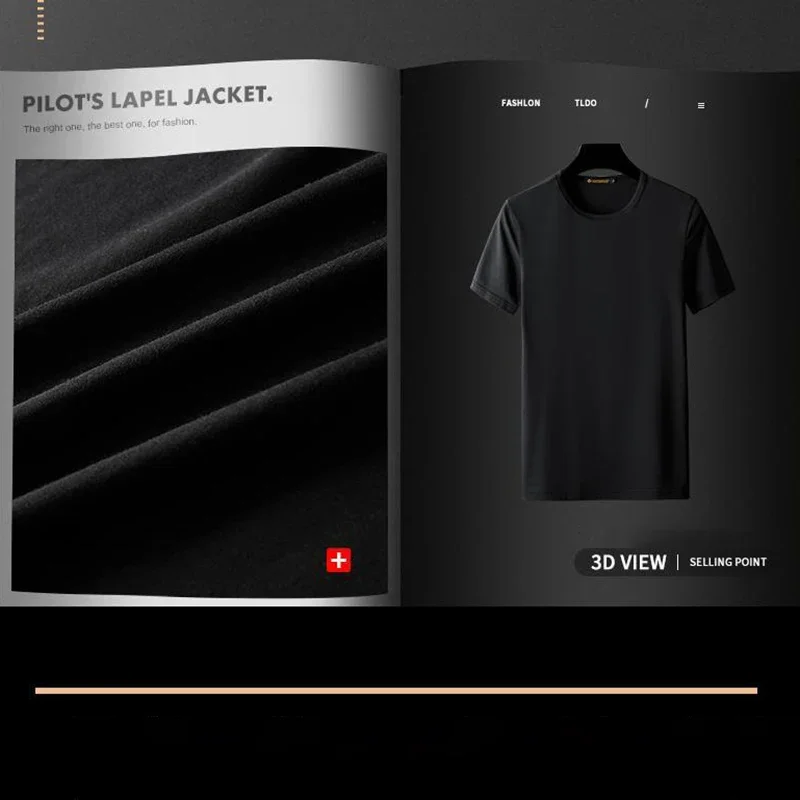 (M-5XL)Quick Dry Camping Hiking Fishing T Shirt Men Short Sleeve Sport Tees Shirt Round V-Neck Gym Workout Fitness Tops