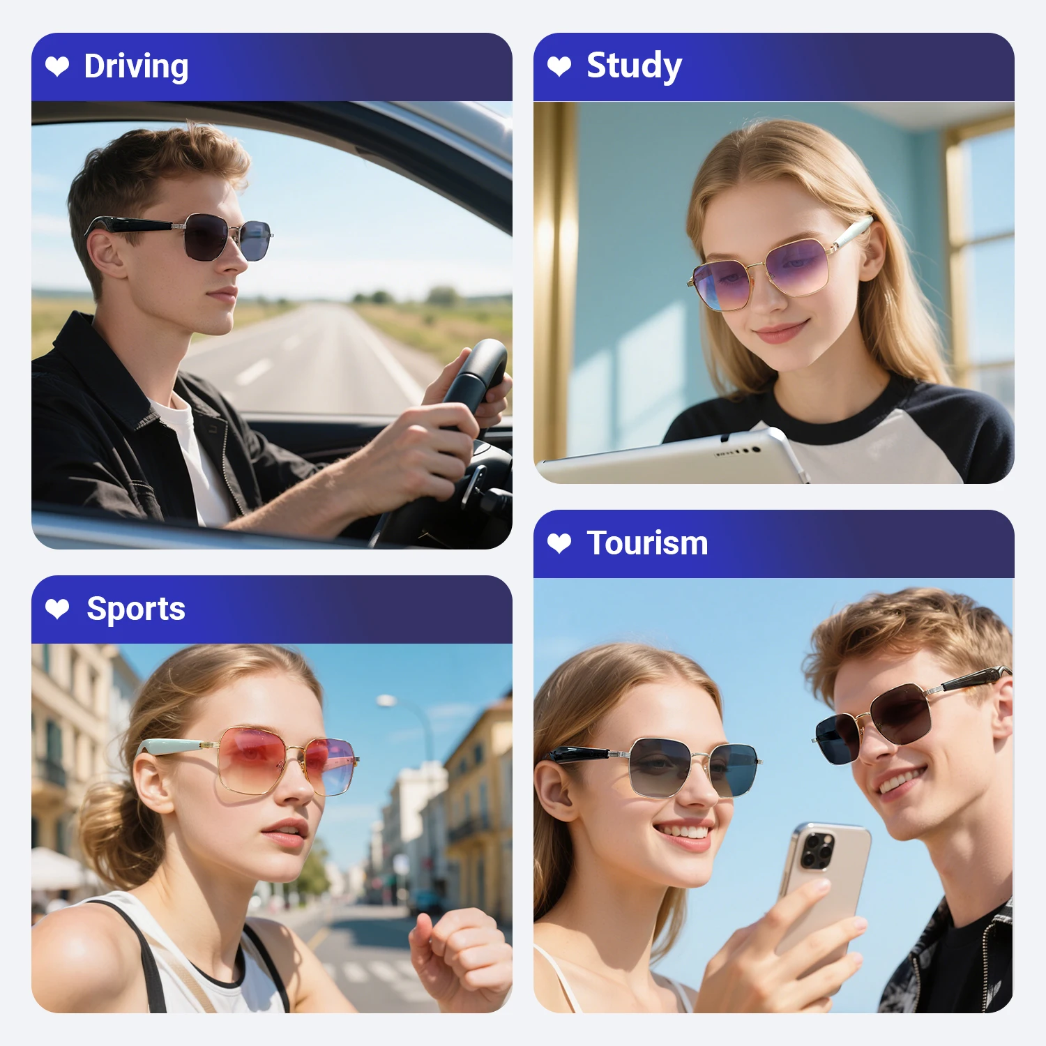 LIGE 2025 New Smart Glasses Fashion Sunglasses Men Bluetooth Call Recording Al Intelligent Translation UV400 Wireless Eyeglasses