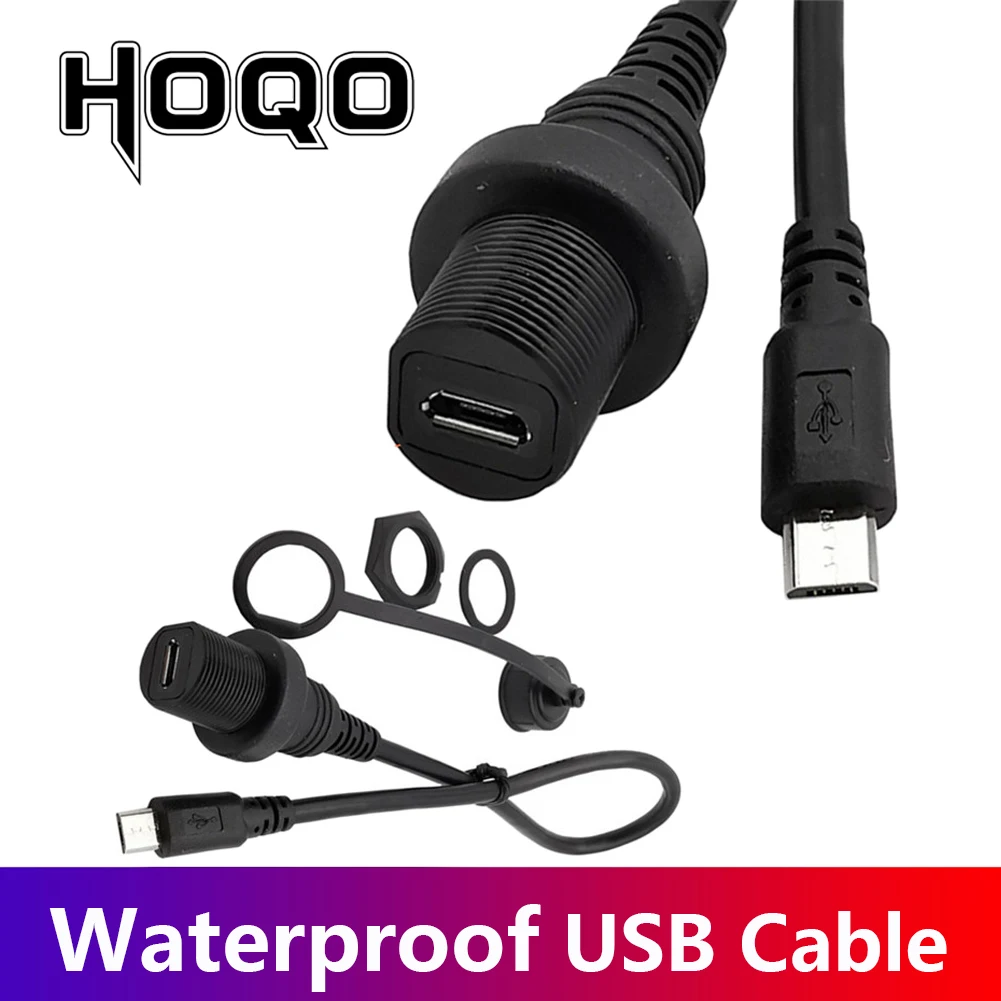 IP67 Micro USB Waterproof Cable Micro-USB 2.0 5pin IP 67 Male to Female Panel Mount WaterProof Connector Extension Cord 0.3m 1m micro usb waterproof cable
