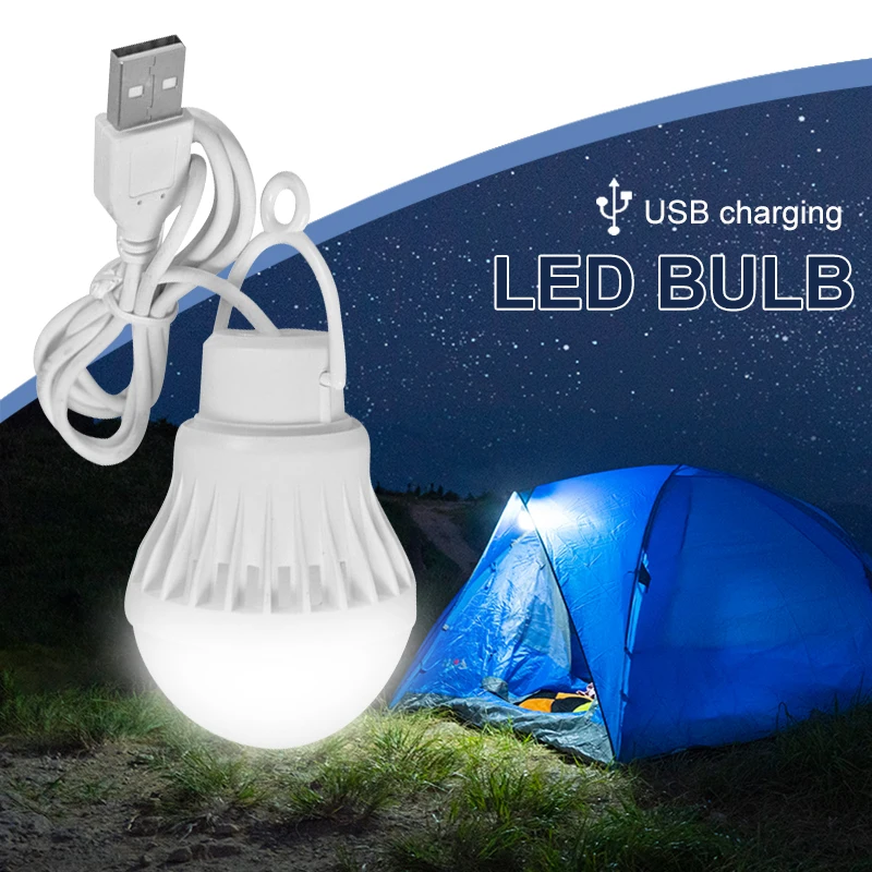 

USB LED Light Bulb Portable Camping Light Mini Light Bulb 3W 5W 7W Reading Light Power Bank Charging Nightlight Study Table Lamp