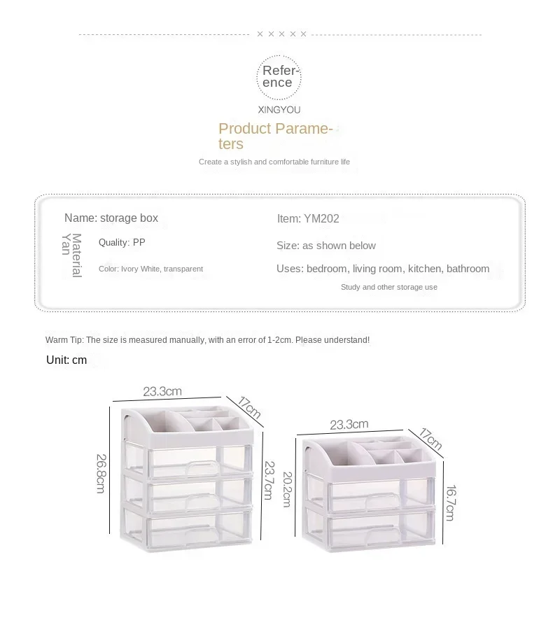 Description Picture 2 of itemDesktop drawer-type cosmetics storage box jewelry dressing table rack transparent finishing plastic storage rack bedroom