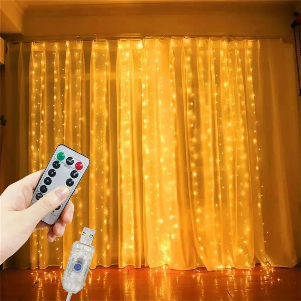 Description Picture 4 of itemCurtain LED Garland String Lights USB Remote Control Festival Decoration Holiday Wedding Christmas Fairy Lights for Bedroom Home