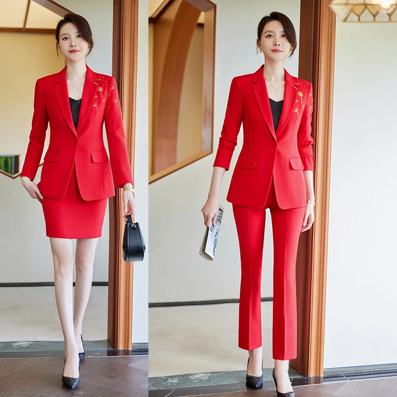 

Long Sleeve Business Wear Suit Suit Jacket Elegant Women's White Collar Business Workwear Workwear Casual Fashion Set