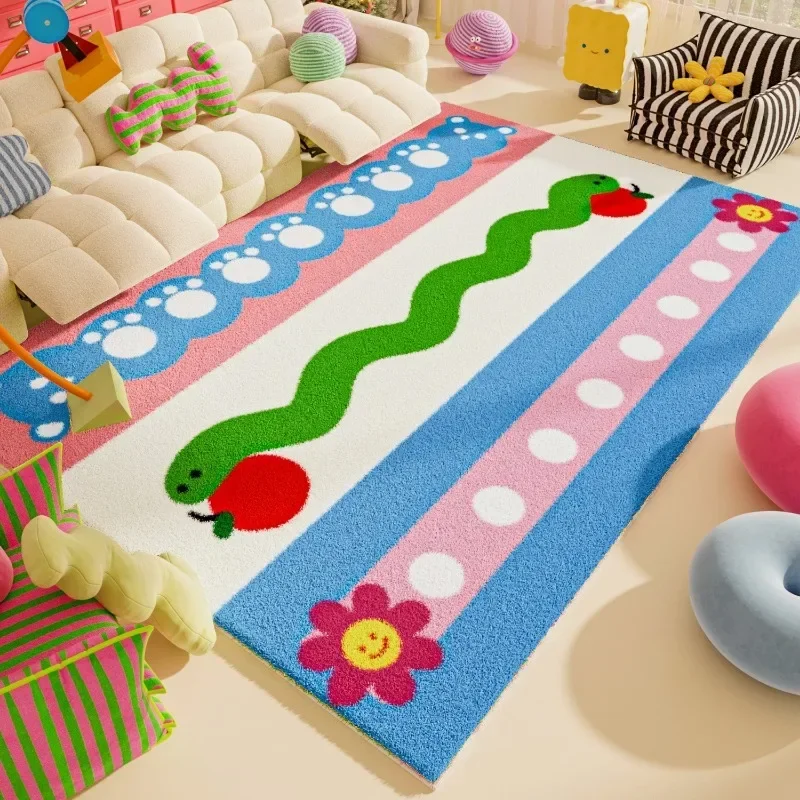 Colorful Living Room Carpet Large Area Dopamine Fun Fashion Bedroom Plush Rug Cute Cartoon Coffee Table Floor Mat Ковер Tapis 러그