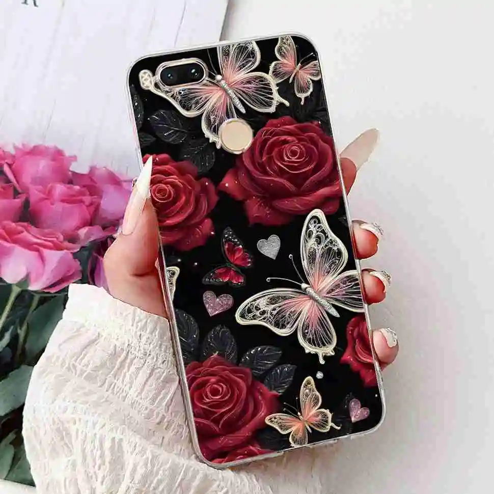 Love Pop Print TPU Soft Silicone Phone Case with Floral Design