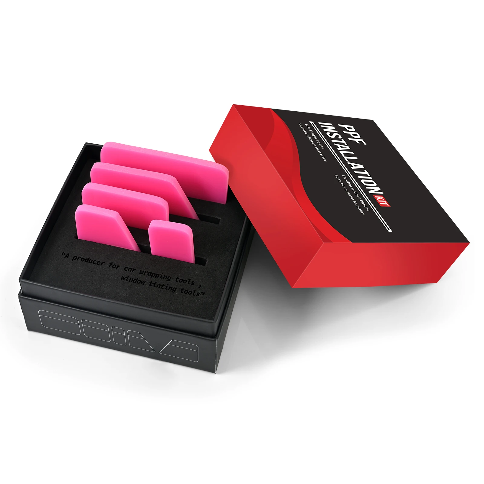 

FOSHIO 5pcs/Set PPF Wrapping Squeegees with Exquisite Gift Box Soft Rubber Window Tint Scraper Car Paint Film Install Tool Kits