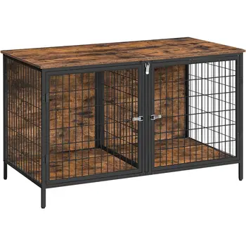 Dog Crate Furniture For 2 Dogs, 43.3"" Dog Kennel With Removable Divider