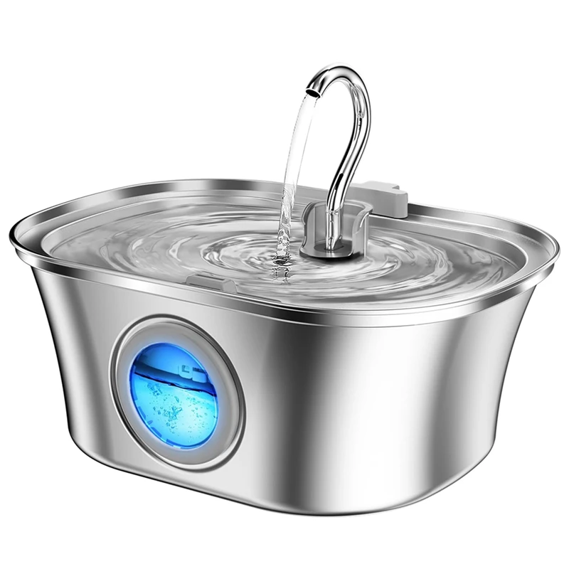 

Cat Water Fountain With Water Level Window,Stainless Steel Automatic Pet Water Fountain,Dog Water Dispenser