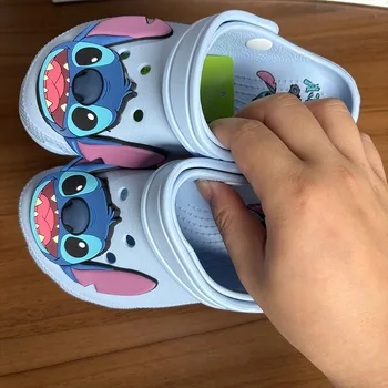 Stitch Cartoon Anime Solid Waterproof Slippers Outdoor Sandals Stitch Casual Breathable Ankle-Wrap For Kids Shoes Gift 1