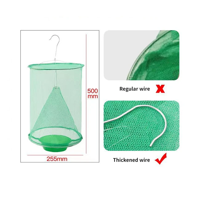 1/2/3Db Fly Trap Kültéri Kert Függő Légygyilkos Kártevő Újrahasznosítható Légykapó Horgos Gézhálóval Ellát - Image 2