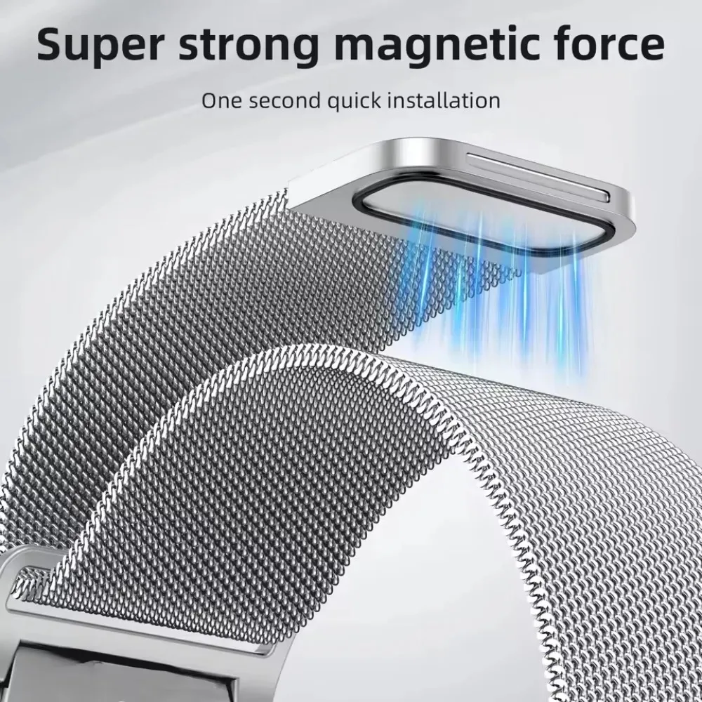 Premium Metal Milanese Magnetic Snap Wristband - Elegant Replacement Strap