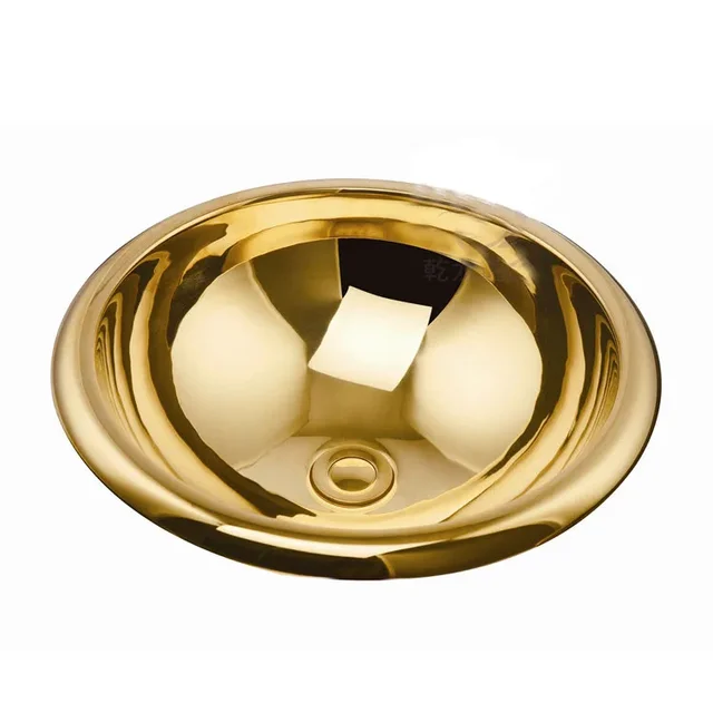 Antique Titanium Golden Copper Plated round Sink with Drainer Classical Luxury for Hotel & Home Bathroom Vanities 1