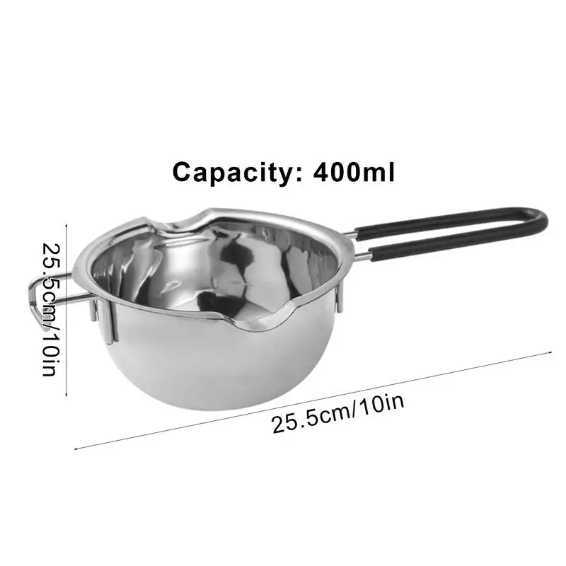 Chocolate Boiler Pot Melting Bowl 400ml Stainless Steel With Heat Resistant Silicone Handle For Butter Candy