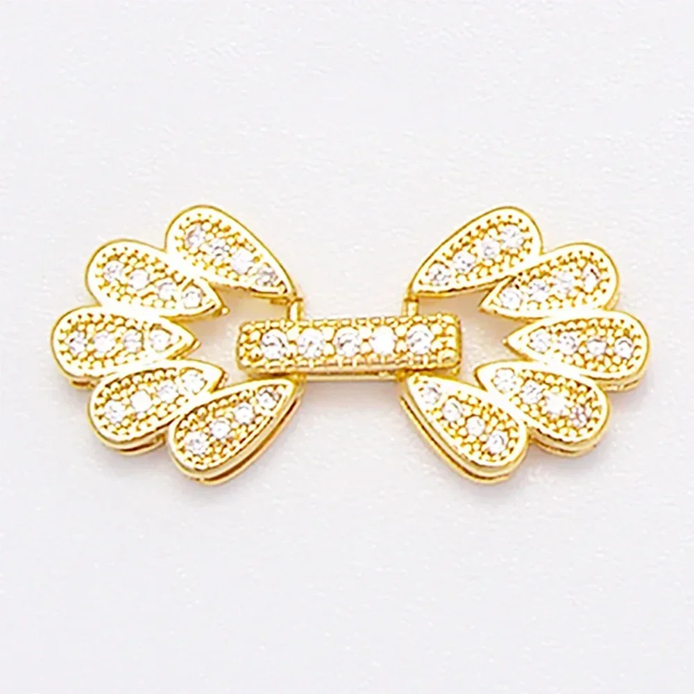 5 Pcs Accessories for Jewelry Making Fastener Clasps Flower Connectors DIY Necklaces Bracelet Zircon Crystal Brass Jewelry Parts