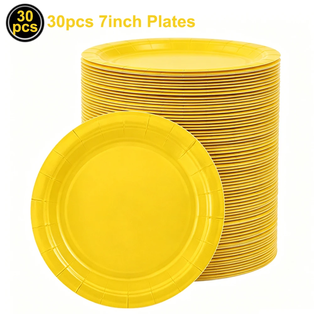 Elegant Yellow Disposable Tableware Set