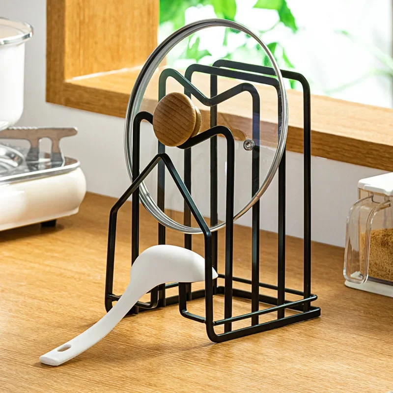 1pc Expandable Kitchen Rack with Iron Cutting Board Holder and