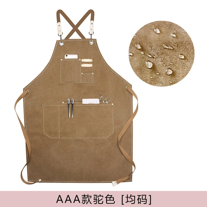 

Factory Sale Barber Korean Version Apron Milk Tea Flower Shop Coffee Restaurant Kitchen Thick Canvas Work Clothes Custom LOGO