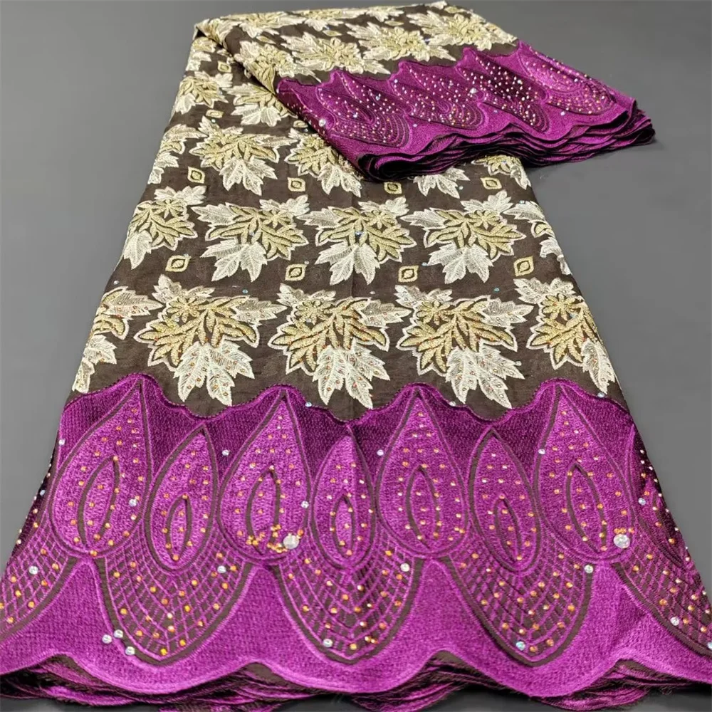 

Swiss Lace Fabric for Wedding Party, Purple Color, 100% Cotton Lace Fabric, 5 Yards Per Lot