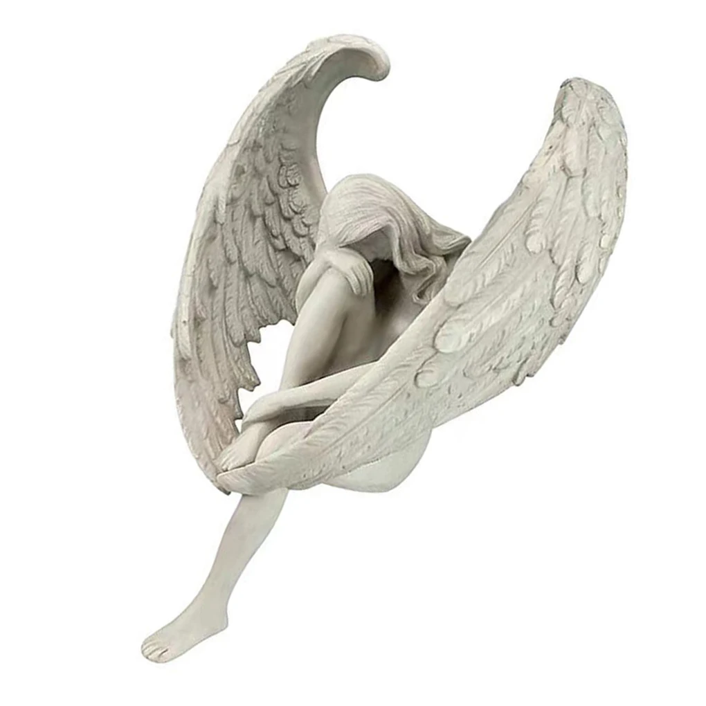 

Winged Angel Garden Statue Outdoor Indoor Resin Sculptures Holding Legs Statues Table Decor Lawn Backyard Decoration