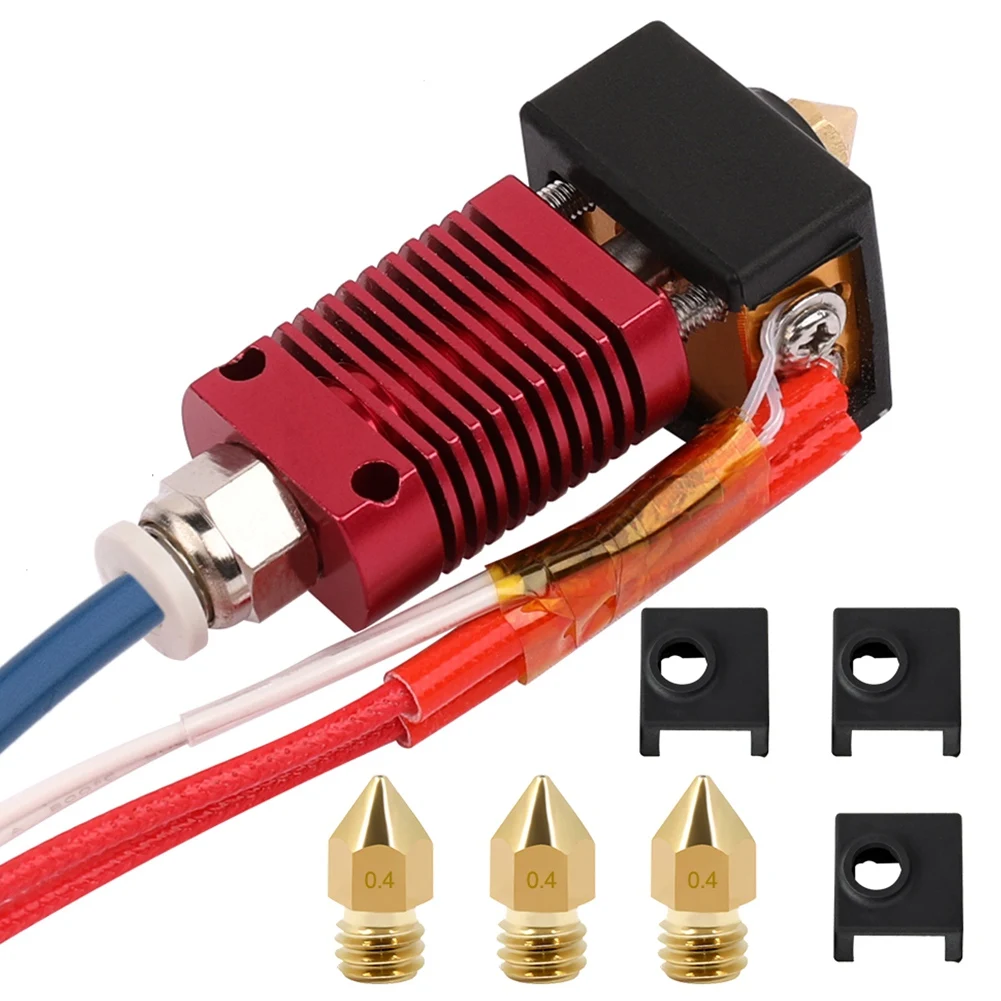 

3D Printer Accessories MK8 Hot-End Kit Extruder with Nozzle and Silicone Block Cover for Ender3 Series 3D Printers