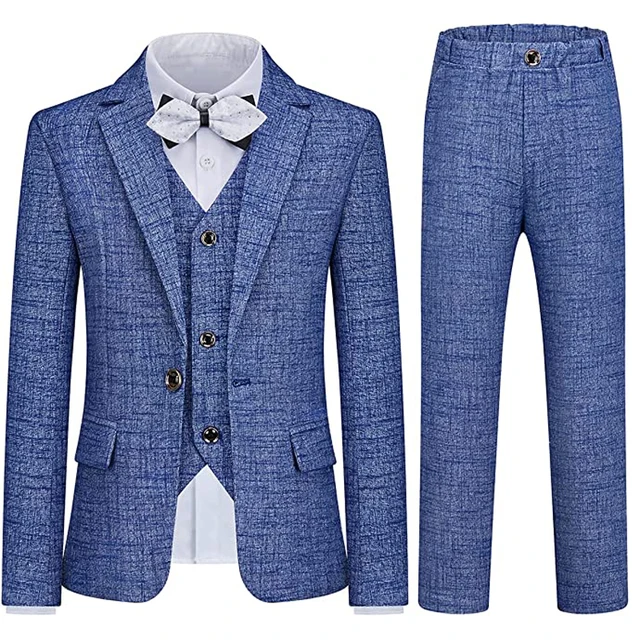 Set Completo Smoking Per Bambino 2-7 Anni - Gilet, Pantaloni, Camicia E Papillon, Cotone - Foto 4