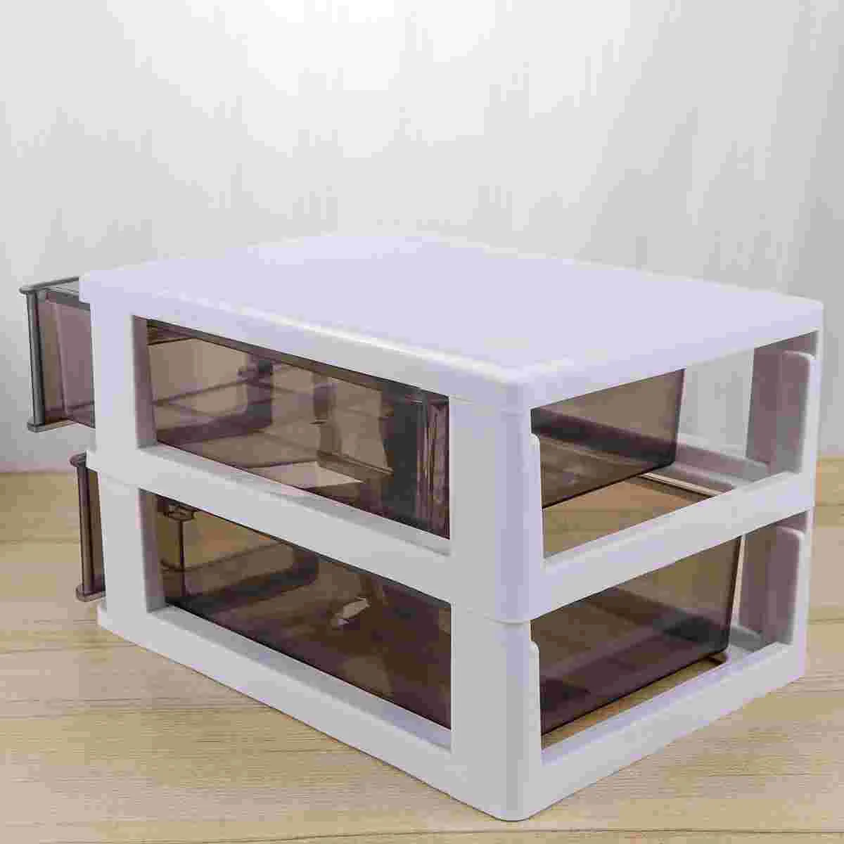 

Plastic Storage Bins Plastic Drawer Cabinet 2 Layer Stacking Storage Organizer Drawer Type Closet White Frame Storage